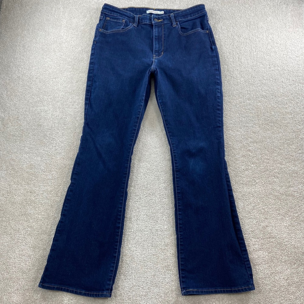 Levis 725 High Rise Bootcut Jeans Womens 32 Dark Blue Stretch Denim - Picture 3 of 11